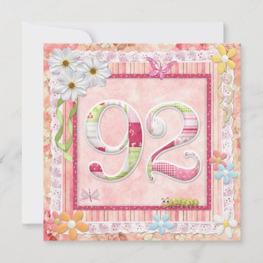 92e verjaardag feest scrapbooking stijl kaart (Voorkant)