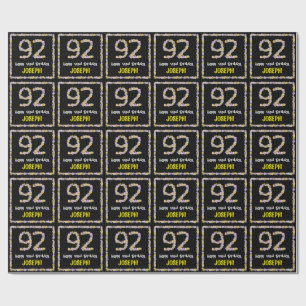 92e verjaardag: Floral Flowers Number, Custom Name Cadeaupapier