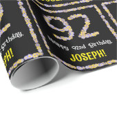 92e verjaardag: Floral Flowers Number, Custom Name Cadeaupapier (Rol Hoek)