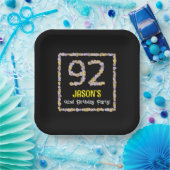 92e verjaardag: Floral Flowers Number, Custom Name Papieren Bordje (Feest)