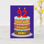 92e verjaardag: Fun Cake and Candles + Custom Name Kaart (Gele Bloem)