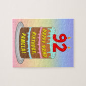 92e verjaardag: Fun Cake and Candles + Custom Name Legpuzzel (Horizontaal)