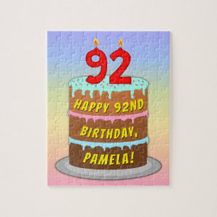 92e verjaardag: Fun Cake and Candles + Custom Name Legpuzzel