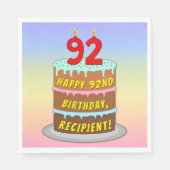 92e verjaardag: Fun Cake and Candles + Custom Name Servet (Voorkant)