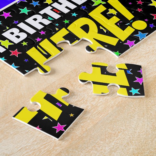 92e verjaardag - Fun, kleurrijk Star Field Pattern Legpuzzel (Zijkant)