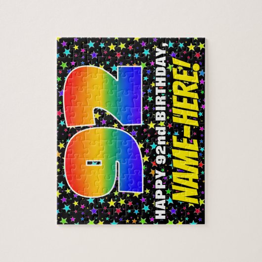 92e verjaardag - Fun, kleurrijk Star Field Pattern Legpuzzel (Verticaal)