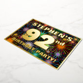 92e verjaardag: Fun, kleurrijke Fireworks look Folie Uitnodiging (Gedraaid)