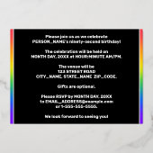 92e verjaardag: Fun, kleurrijke Fireworks look Folie Uitnodiging (Achterkant)