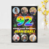 92e verjaardag: Fun Rainbow #, aangepaste naam & f Kaart (Gele Bloem)