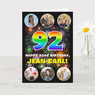 92e verjaardag: Fun Rainbow #, aangepaste naam & f Kaart