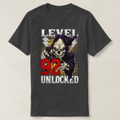 92e verjaardag Gamer Skelet Niveau 92 ontgrendeld  T-shirt (Design voorkant)