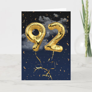 92e verjaardag Gold Mylar ballon en Confetti Card Kaart