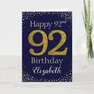 92e verjaardag Gouden Glitter Card Kaart