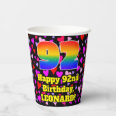 92e verjaardag: Het liefhebbende Kunstpatroon, Reg Papieren Bekers (Achterkant)