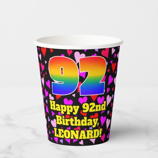 92e verjaardag: Het liefhebbende Kunstpatroon, Reg Papieren Bekers (Voorkant)