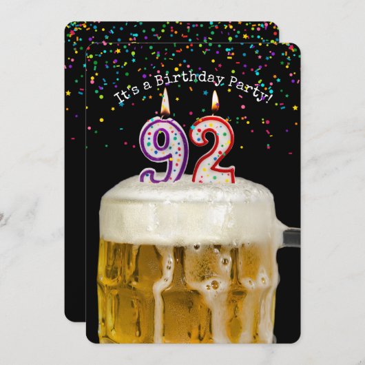 92e verjaardag kaars feestuitnodiging kaart (Voorkant / Achterkant)