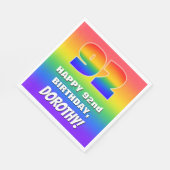 92e verjaardag: kleurrijk, vun regenboogpatroon #  servet (Hoek)