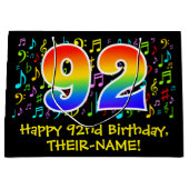 92e verjaardag - Kleurrijke muzieksymbolen, Rainbo Groot Cadeauzakje (Voorkant)