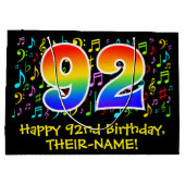 92e verjaardag - Kleurrijke muzieksymbolen, Rainbo Groot Cadeauzakje (Achterkant)