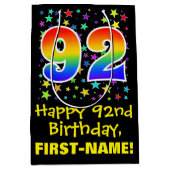 92e verjaardag: Kleurrijke Sterren Patroon & Regen Medium Cadeauzakje (Voorkant)