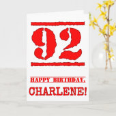 92e verjaardag: Leuk, rood rubberen stempel geïnsp Kaart (Gele Bloem)