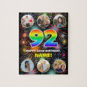 92e verjaardag: Leuke regenboog #, Aangepaste naam Legpuzzel