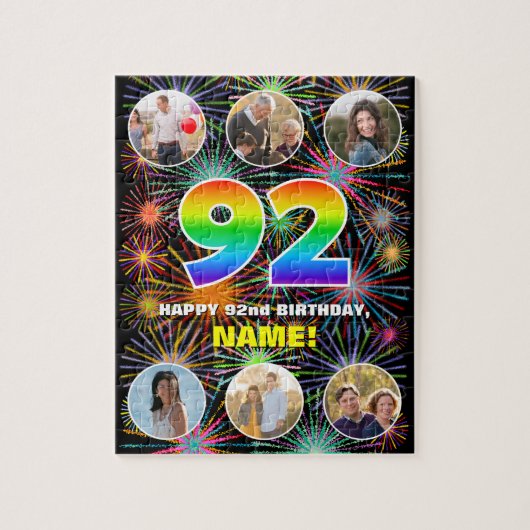 92e verjaardag: Leuke regenboog #, Aangepaste naam Legpuzzel (Verticaal)