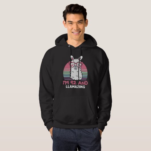 92e verjaardag Llamazing Llama 92 jaar oude verjaa Hoodie (Voorkant volledig)