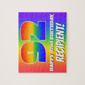 92e verjaardag — Meerkleurig regenboogpatroon "92" Legpuzzel (Verticaal)