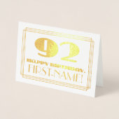 92e verjaardag; naam + Art Deco Geïnspireerd als " Folie Kaarten (Voorkant)