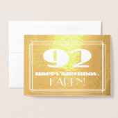 92e verjaardag: naam + Art Deco geïnspireerd look  Folie Kaarten (Voorkant met envelop)