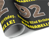 92e verjaardag: Naam & Faux Wood Grain Patroon "92 Cadeaupapier (Rol Hoek)