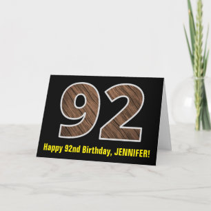 92e verjaardag: Naam + Faux Wood Grain Patroon "92 Kaart