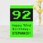 92e verjaardag: Nerdy / Geeky stijl "92" en naam Kaart (Gele Bloem)