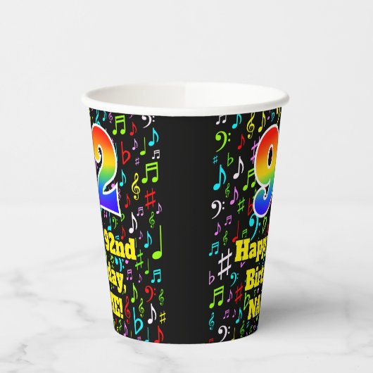92e Verjaardag: Plezier Muzieknoten Patroon, Regen Papieren Bekers (Links)