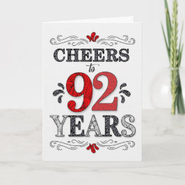 92e verjaardag Proost in rood wit zwart patroon Kaart