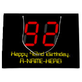 92e verjaardag: Red Digital Clock Style "92" + naa Groot Cadeauzakje (Voorkant)