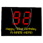 92e verjaardag: Red Digital Clock Style "92" + naa Groot Cadeauzakje (Achterkant)
