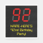 92e verjaardag: Red Digital Clock Style "92" + naa Servet (Voorkant)