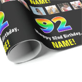 92e verjaardag: Regenboog "92"; Aangepaste foto's  Cadeaupapier (Rol Hoek)