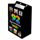 92e verjaardag: Regenboog "92", aangepaste foto's  Medium Cadeauzakje (Achterkant Gekanteld)