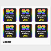 92e verjaardag: Regenboogspectrum # 92, Aangepaste Vierkante Sticker (Vel)