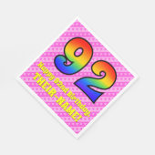92e verjaardag: roze strips & harten, regenboognr. servet (Hoek)