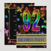 92e verjaardag Uitnodiging met bellen (Voorkant / Achterkant)