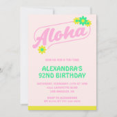 92e verjaardag uitnodigingen Tropical Aloha Pink (Voorkant)