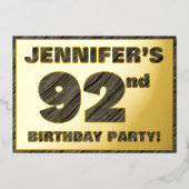 92e verjaardag van de partij van Birthday — Vette, Folie Uitnodiging (Voorkant)