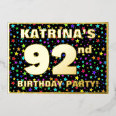 92e verjaardag van de Vreugde - Fun, kleurrijk ste Folie Uitnodiging (Voorkant)