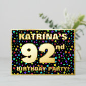 92e verjaardag van de Vreugde - Fun, kleurrijk ste Folie Uitnodiging (Staand Voorkant)