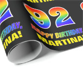 92e verjaardag: Vet, Vun, Eenvoudig, Regenboog 92 Cadeaupapier (Rol Hoek)