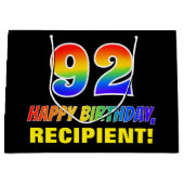 92e verjaardag: Vet, Vun, Eenvoudig, Regenboog 92 Groot Cadeauzakje (Voorkant)